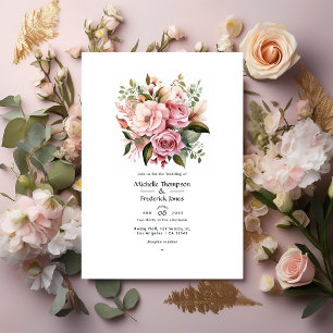 Invitación Boda de Rosa Rubor, Verdor y Rosa Canela