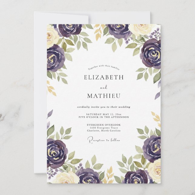 Invitación Boda de Rosa Salvia Ciruela (Anverso)