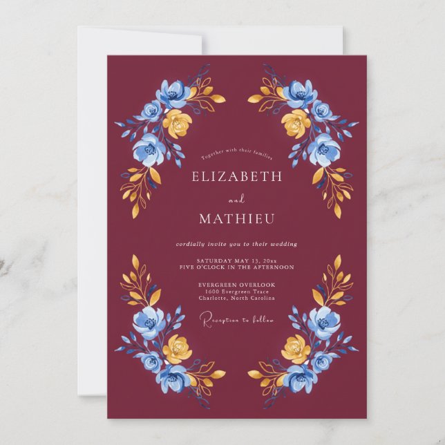 Invitación Boda de Rosa Splendid Borgoña (Anverso)