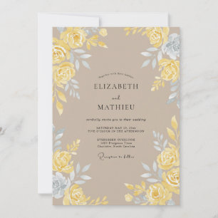Invitación Boda de Rosa Taupe Amarilla