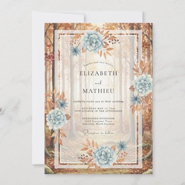 Invitación Boda de Rosa Terracota de Acero (Anverso)