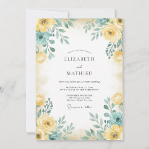 Invitación Boda de Rosa Verde Amarillo
