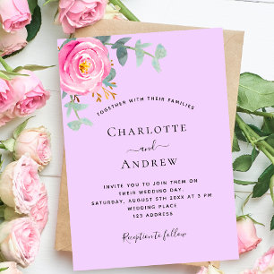 Invitación Boda de rosa violeta rosa