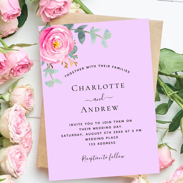 Invitación Boda de rosa violeta rosa (Subido por el creador)