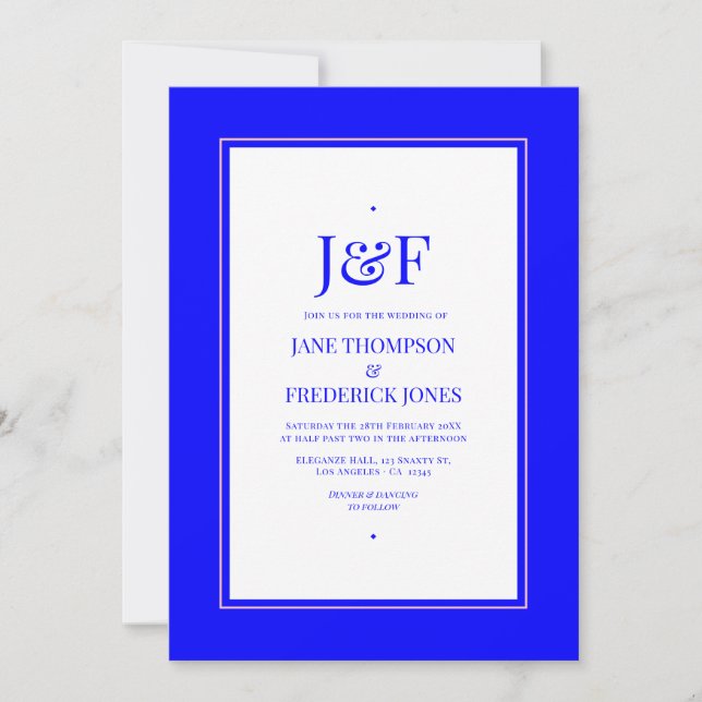 Invitación Boda de rosa y azul (Anverso)