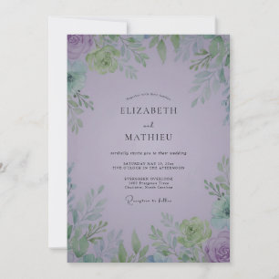 Invitación Boda de Rosaflor de Capullo de Púrpura Suave