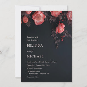 Invitación Boda de Rosas 3D Elegantes y Oscuras
