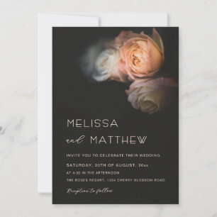 Invitación Boda de Rosas Albaricoque con Rubor Oscuro y Melan