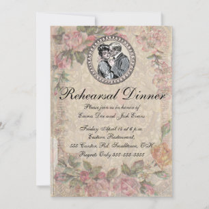Invitación Boda de Rosas antiguos de la pareja Romance Vintag