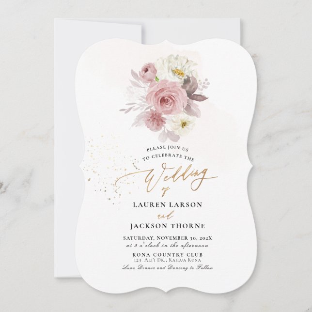 Invitación Boda de Rosas atractivos de ArtsApp H2 (Anverso)