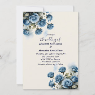Invitación boda de rosas azul bonito