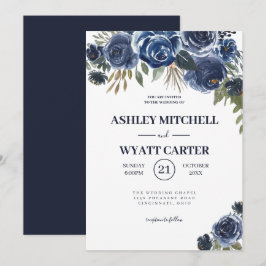 Invitación Boda de Rosas azules oscuros