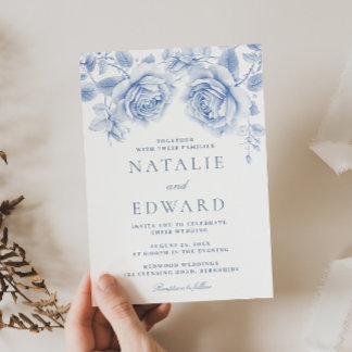 Invitación Boda de Rosas azules vintage encantados