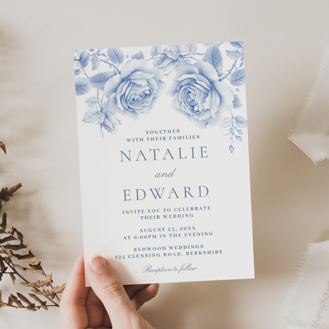 Invitación Boda de Rosas azules vintage encantados (Subido por el creador)