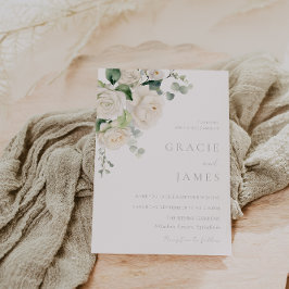 Invitación Boda De Rosas Blancas Divinas Todas Las Temporadas