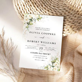 Invitación Boda de rosas blancas verdes