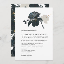 Invitación Boda de rosas blancas y negras