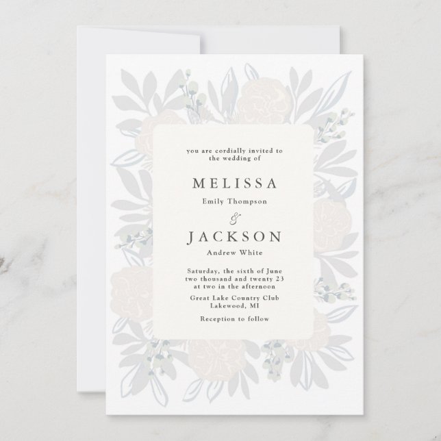 Invitación Boda de Rosas cream (Anverso)