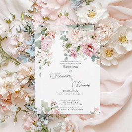 Invitación Boda de rosas de acuarela floral romántica