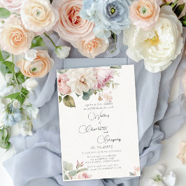 Invitación Boda de rosas de acuarela floral romántica