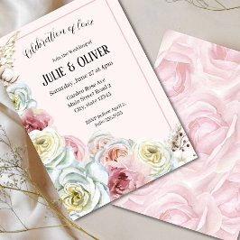 Invitación Boda de rosas de acuarela romántica