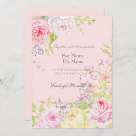 Invitación Boda de Rosas de acuarela romantica rosa