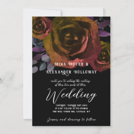 Invitación Boda de Rosas de color oscuro de Gótico moderno