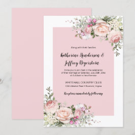 Invitación Boda de Rosas de color rosa y crema de Rubor