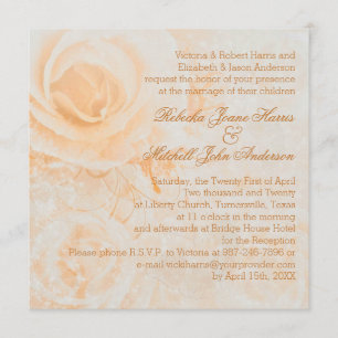 Invitación Boda de rosas de crema de melocotón
