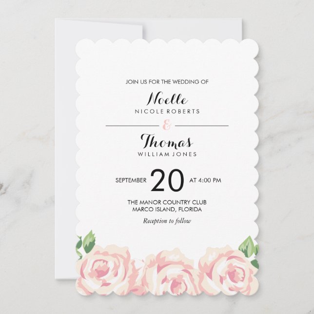 Invitación Boda de Rosas de época (Anverso)