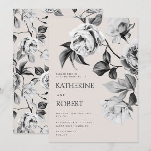 Invitación Boda de Rosas de flores botánicas modernas