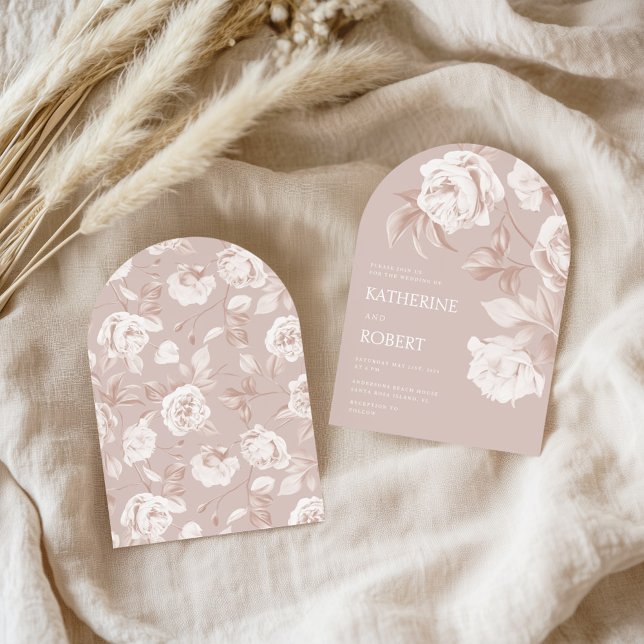 Invitación Boda de Rosas de flores botánicas modernas (Subido por el creador)