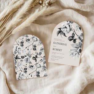Invitación Boda de Rosas de flores botánicas modernas