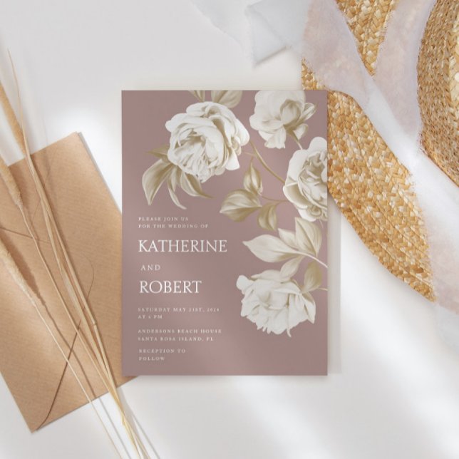 Invitación Boda de Rosas de flores botánicas modernas (Subido por el creador)
