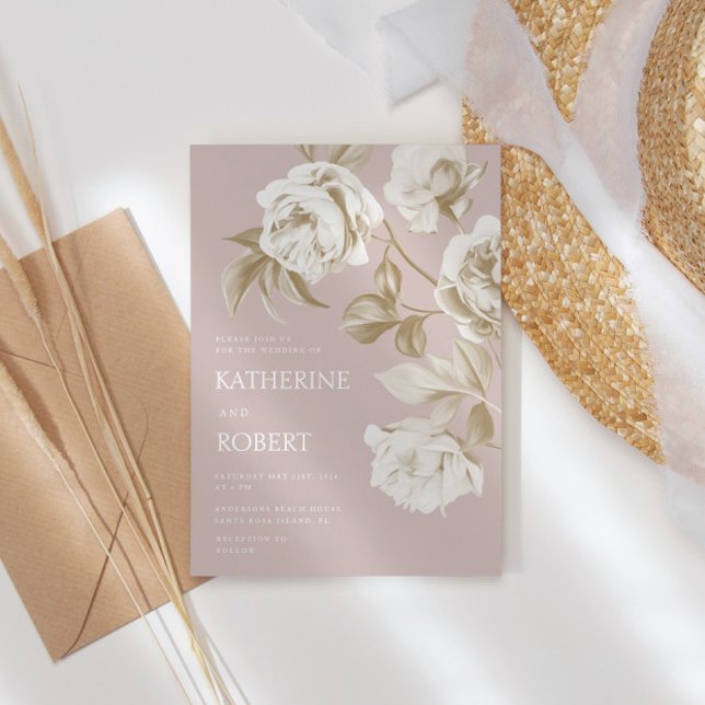 Invitación Boda de Rosas de flores botánicas modernas (Subido por el creador)