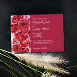Invitación Boda de rosas de flores de Viva magenta burgundy<br><div class="desc">Viva la plantilla de invitación a la boda de rosas con el código QR RSVP en la parte posterior.</div>