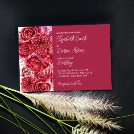 Invitación Boda de rosas de flores de Viva magenta burgundy