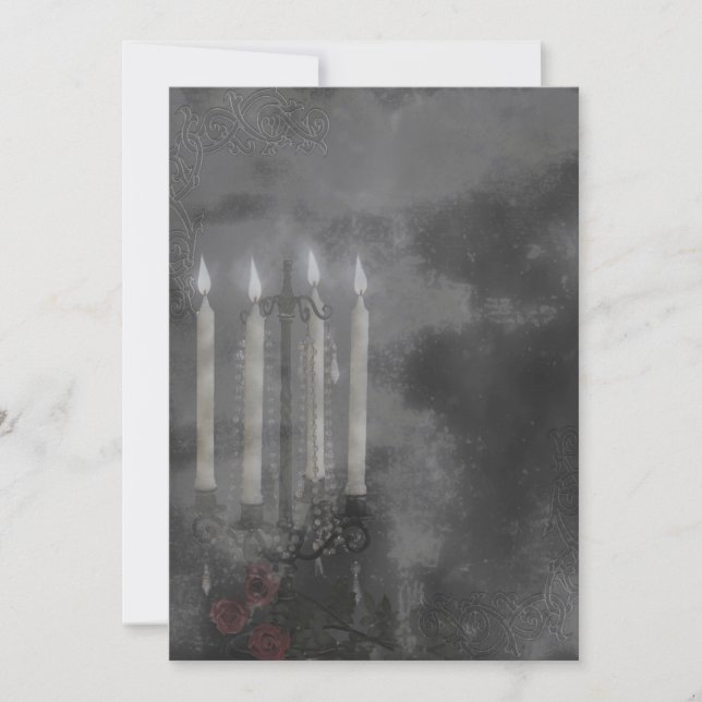 Invitación Boda de Rosas de la luz de las velas góticas (Anverso)
