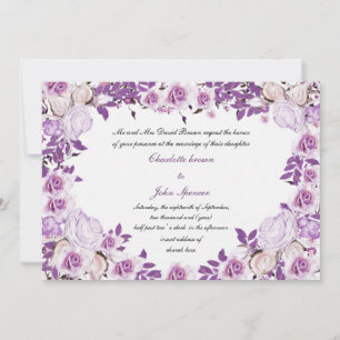 Invitación Boda de Rosas de lavanda púrpura en el marco del c