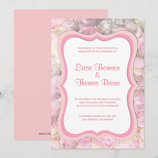 Invitación Boda de Rosas de Pastel Tones (Anverso / Reverso)