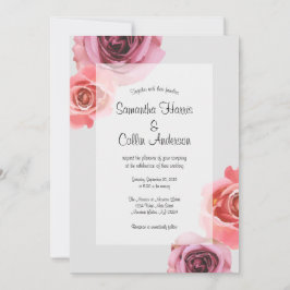 Invitación Boda de Rosas de Primavera Negrita y Púrpura