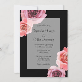 Invitación Boda de Rosas de Primavera Rosa y Morada