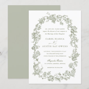 Invitación Boda de Rosas de sabios franceses con elegancia fl