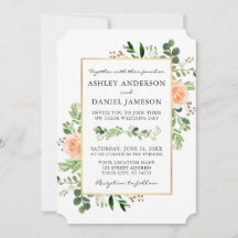 Boda de Rosas de Watercolor Greenery Peach