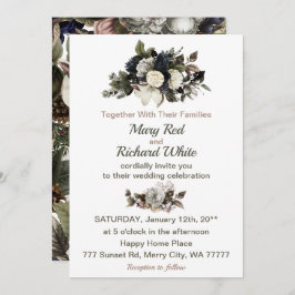 Invitación Boda de Rosas de Winter Conifer Floral Magnolia Pe