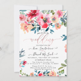 Invitación Boda de Rosas del Watercolor Rojo Ombre Garden