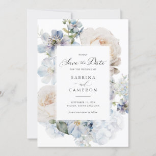 Invitación Boda de Rosas elegantes de Floral azul turquesa