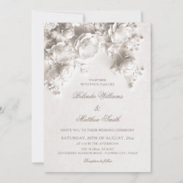 Invitación Boda de Rosas Florales 3D esculpidas blancas
