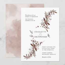 Invitación boda de rosas florales de color de agua rosa Rubor