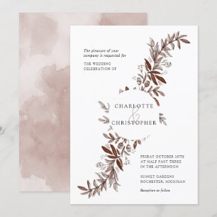 Invitación boda de rosas florales de color de agua rosa Rubor